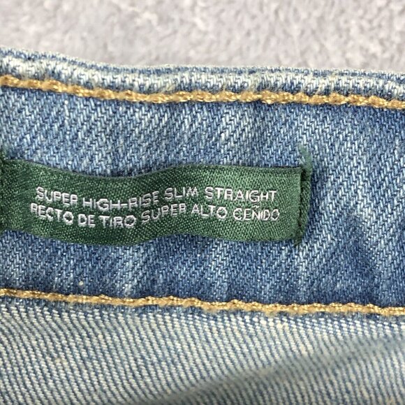 Wild Fable Jeans Womens Sz 0 Light Wash Super High Rise Slim Straight Distressed - Picture 5 of 14